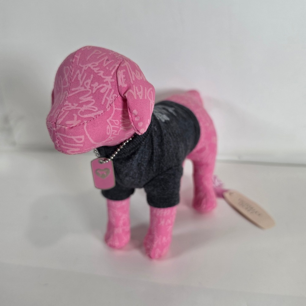 VTG Victoria's Secret PINK Mascot Plush Dog Love Rock N Roll 86 Tour Tag Shirt